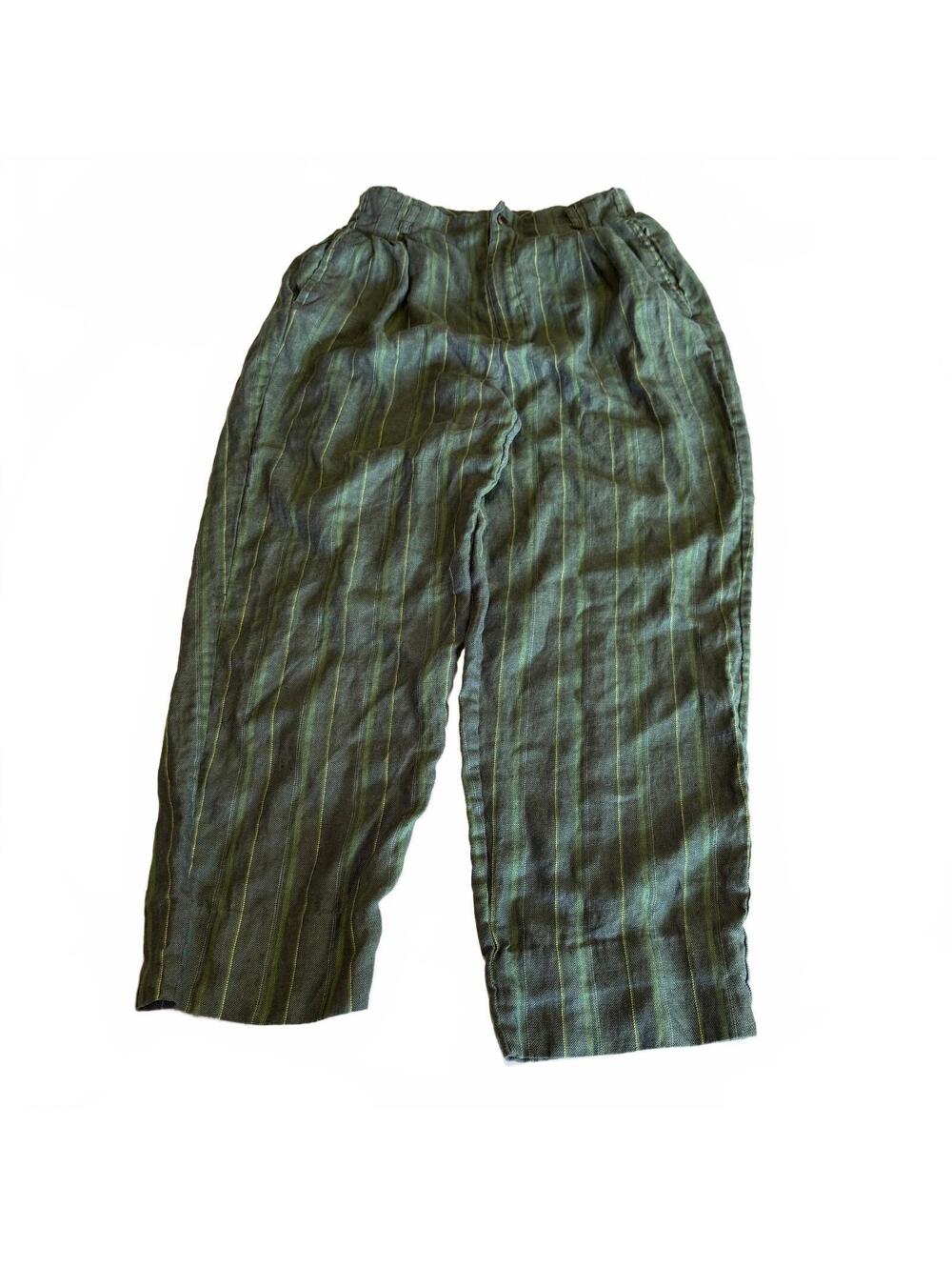 Anne Pinkerton Vintage 1990s Women's Linen Striped Trousers - Picture 4 of 5